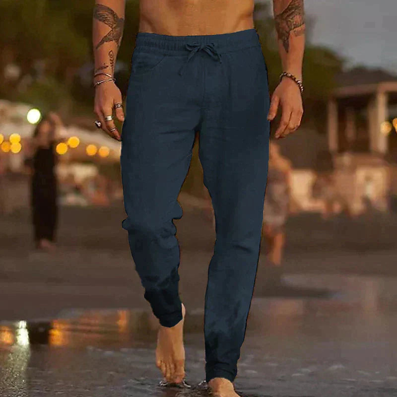 COVRA — Linen Beach Pants with Relaxed Summer Fit Look