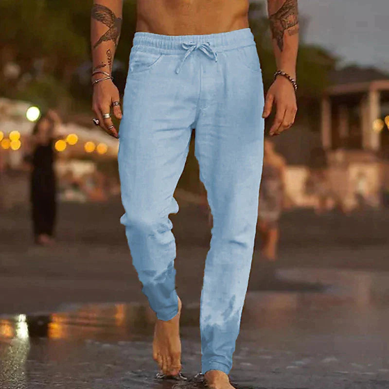 COVRA — Linen Beach Pants with Relaxed Summer Fit Look