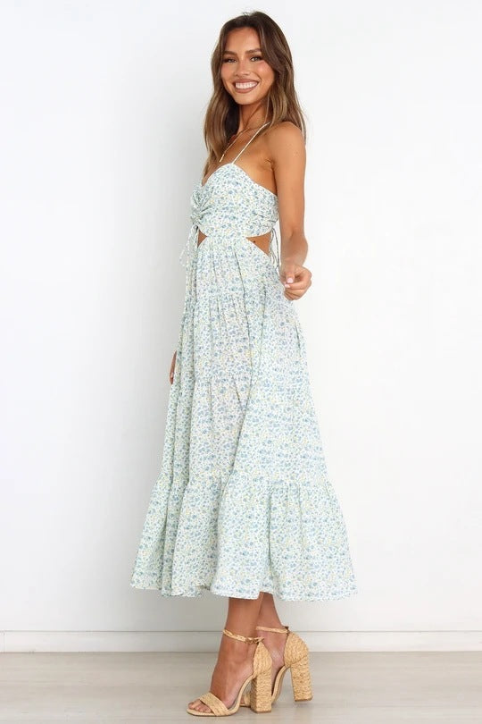 VARAR — Floral Maxi Dress with Soft Statement Drape