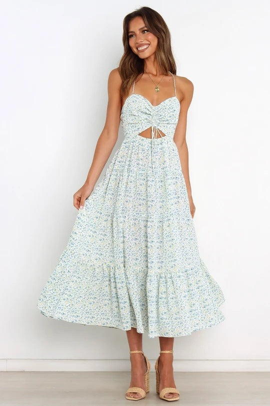 VARAR — Floral Maxi Dress with Soft Statement Drape