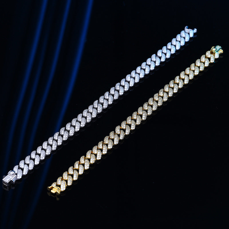 LOROS — Two-Tone Cuban Link Bracelet in Gold Tone with Sharp Detail