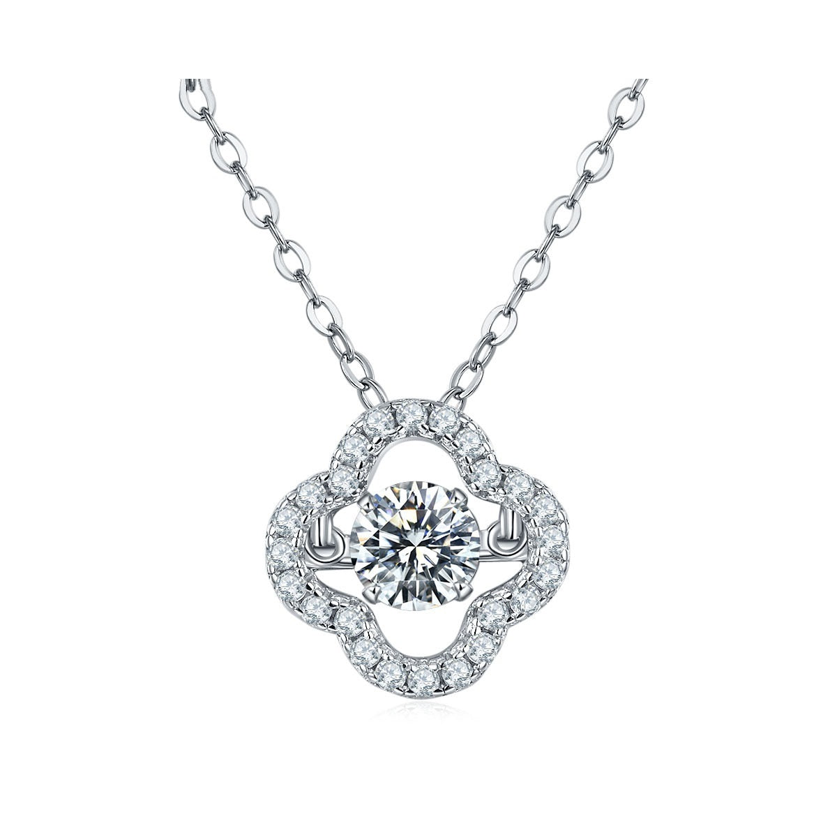 ZANRIS — Clover Moissanite Necklace in 925 Silver with Sharp Detail