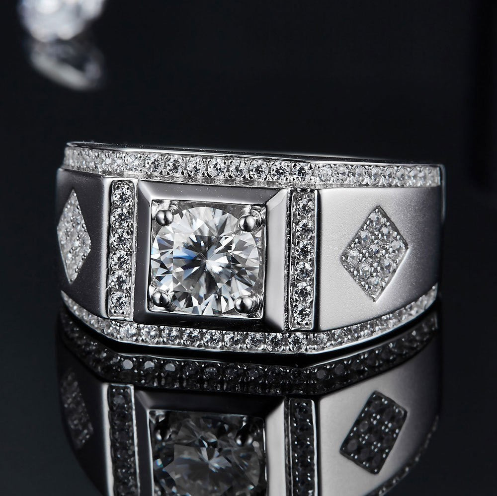 LENION — Men's 1 Carat Moissanite Wedding Band Ring