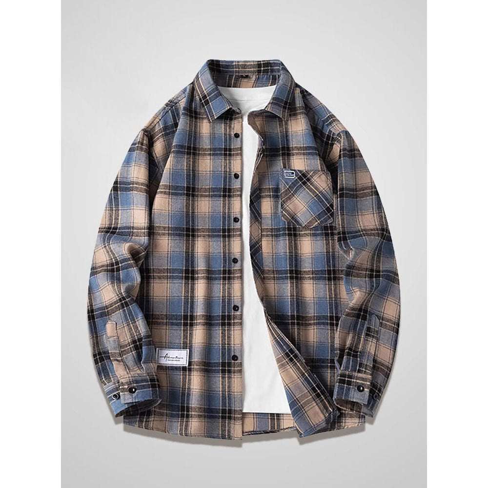 LYRAR — Plaid Long Sleeve Button-Up Shirt for Men with Sharp Detail