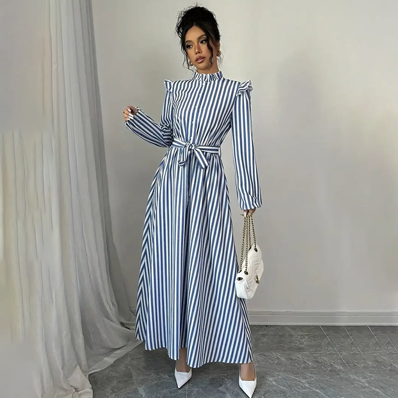 VANAN — Floral Maxi Dress with Soft Statement Drape