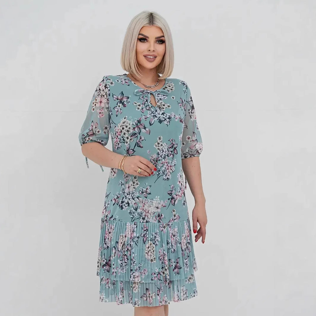 KAION — Pleated Maxi Dress with Feminine Movement Drape