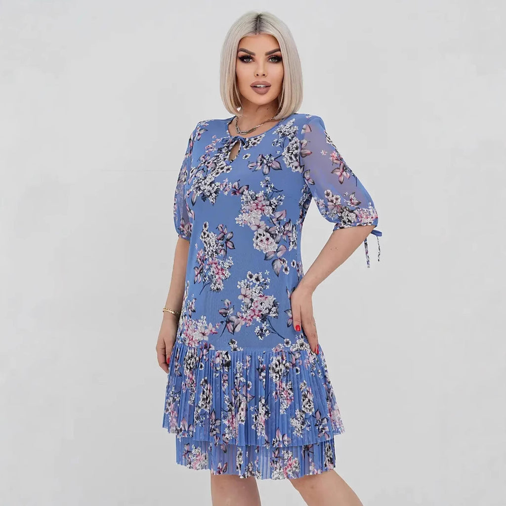 KAION — Pleated Maxi Dress with Feminine Movement Drape