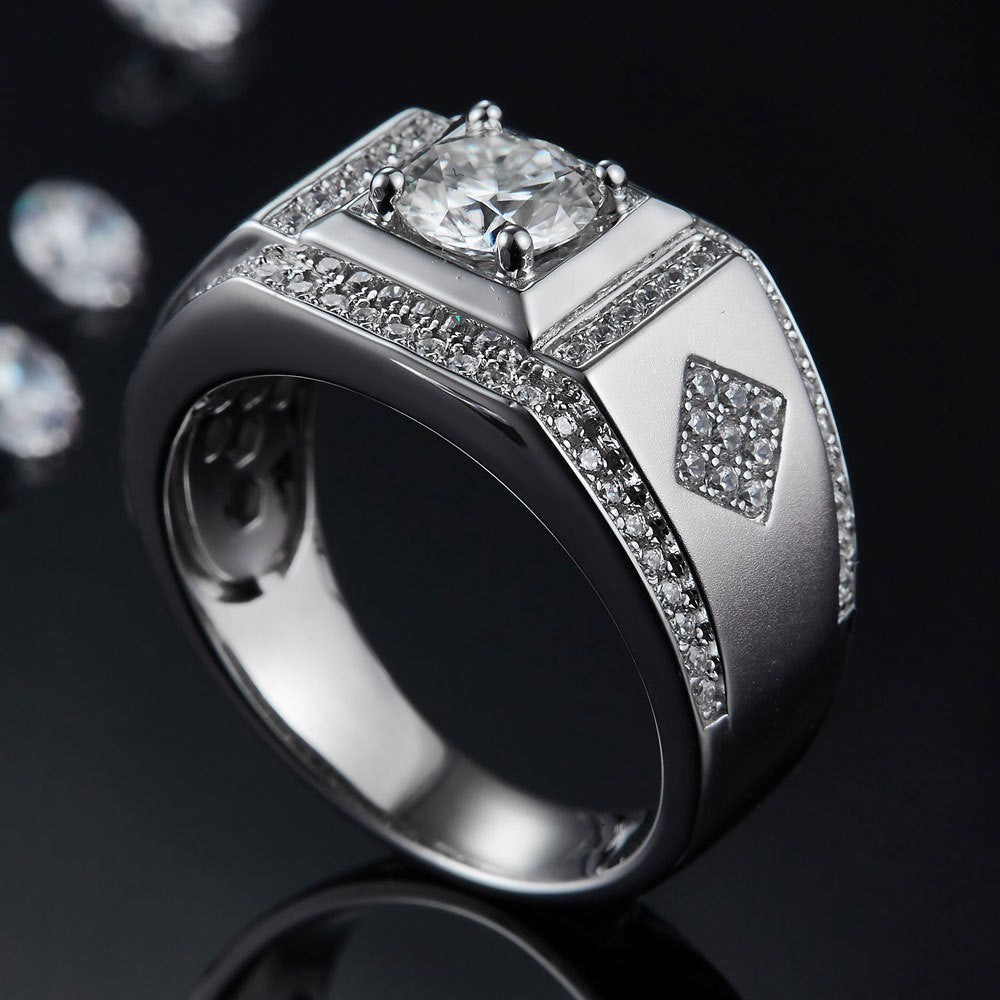 LENION — Men's 1 Carat Moissanite Wedding Band Ring