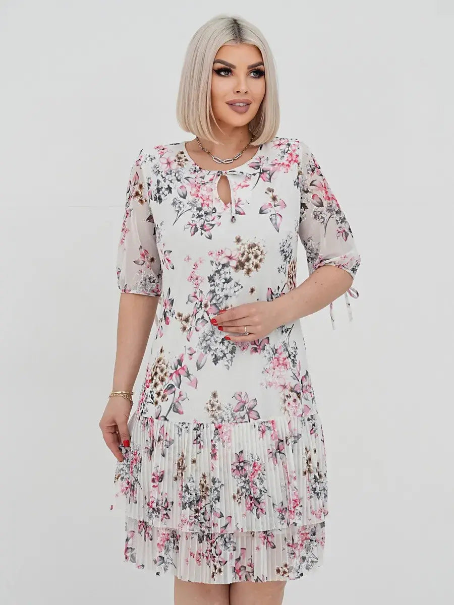 KAION — Pleated Maxi Dress with Feminine Movement Drape