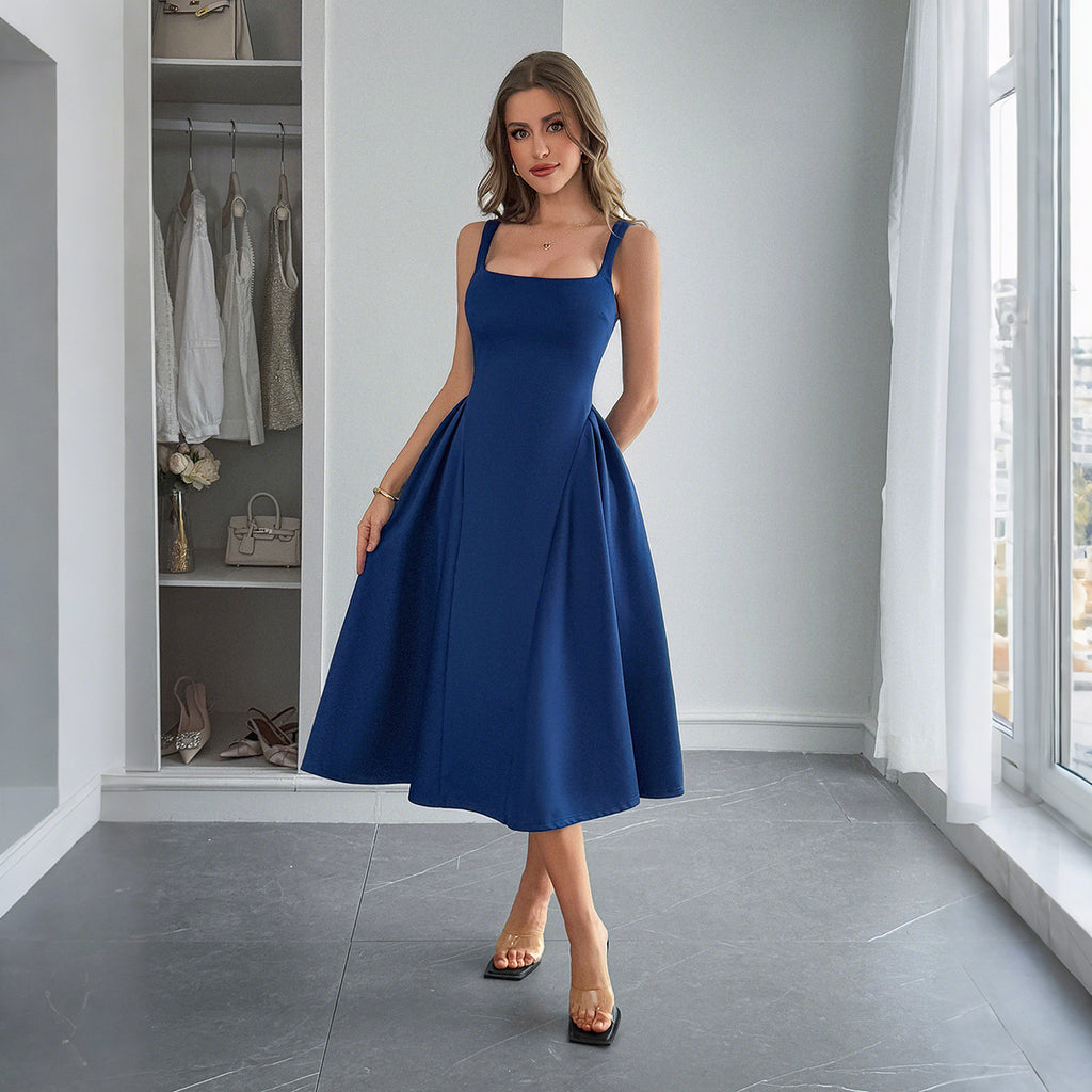LORDEN — Chic Square-Neck Elegant Midi Dress for Women