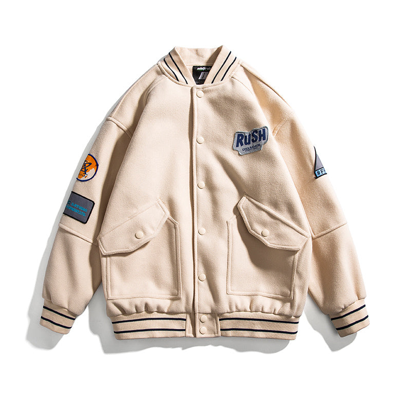 IONORA — Casual Street Varsity Jacket with Badge Detail
