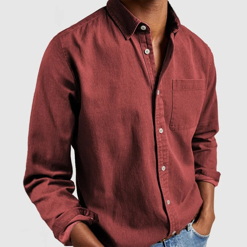 AXORA — Men's Button-Up Shirt with Clean Daily Finish