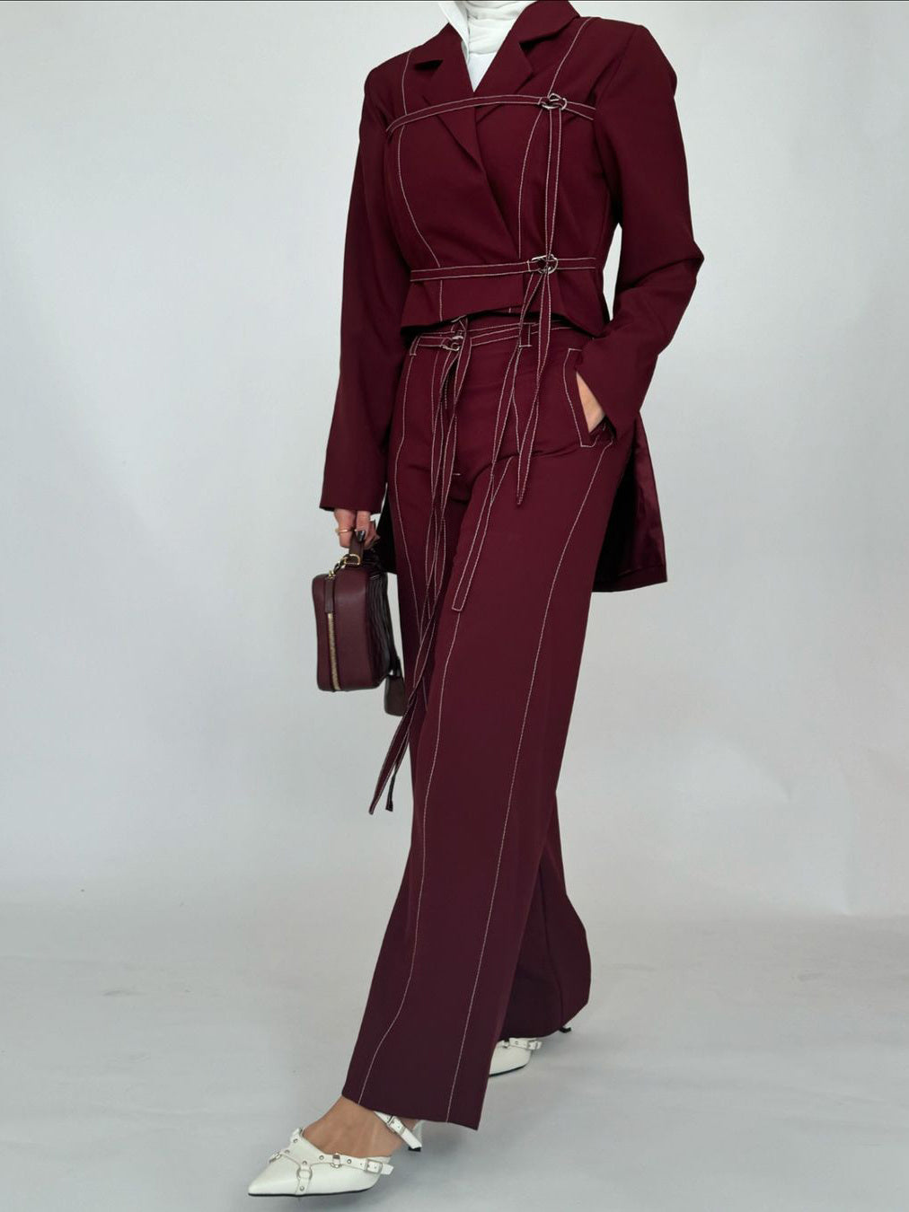 ELVEN — Lace-Up Top and High-Waist Pants Set for Women