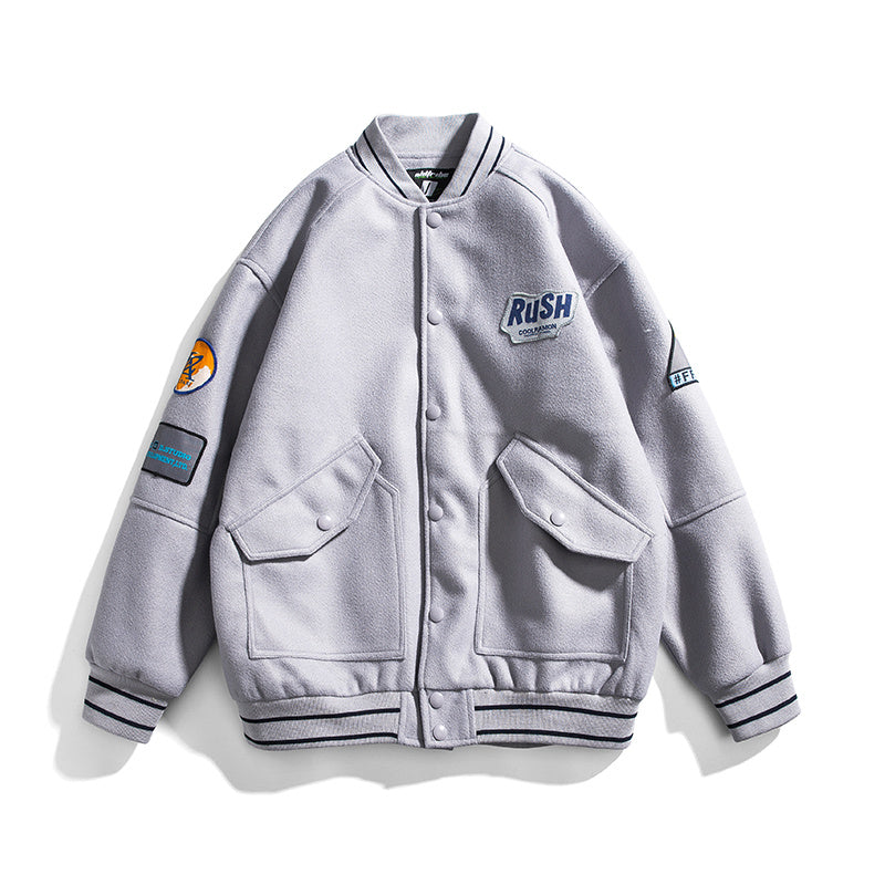 IONORA — Casual Street Varsity Jacket with Badge Detail