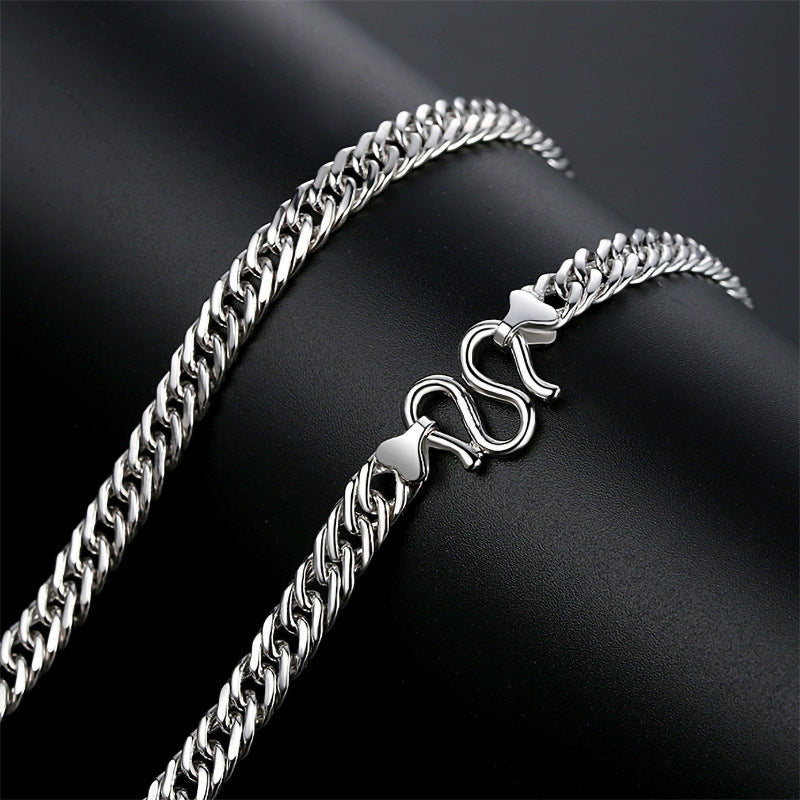 WESIA — 990 Pure Silver Cuban Necklace for Men Daily
