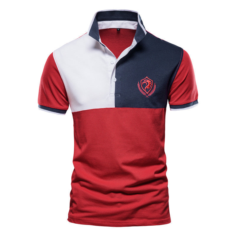 DRAIA — Men's Color Block Short Sleeve Polo Shirt with Sharp Detail