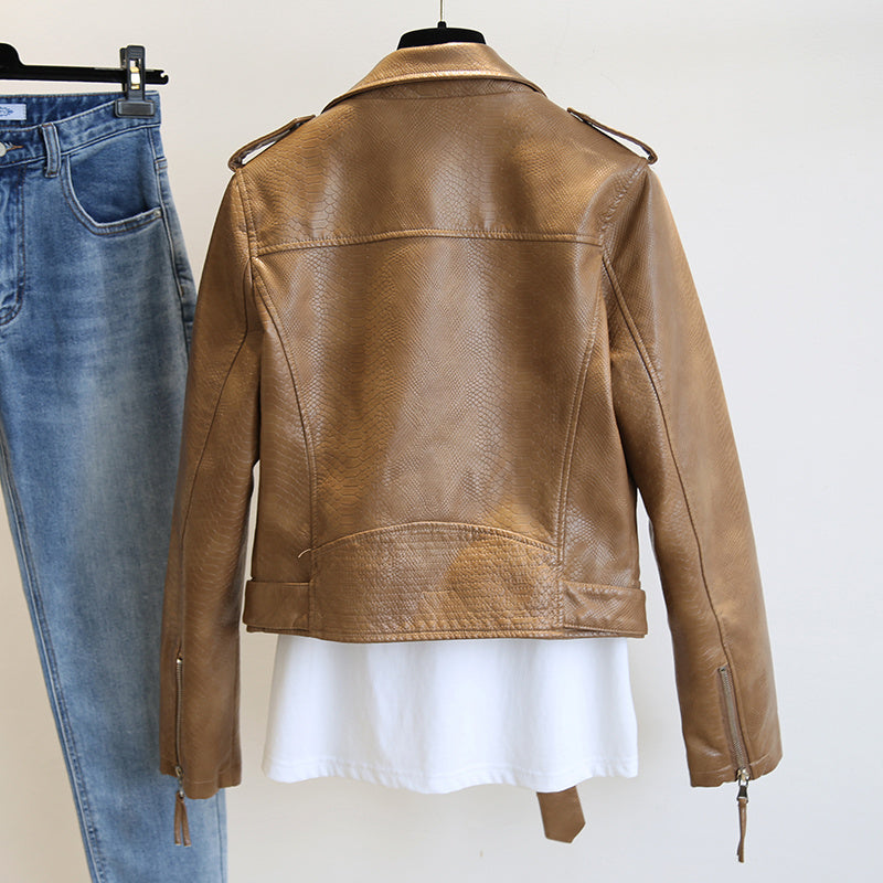 RENAR — Women's Cropped Faux Leather Jacket with Clean Edge