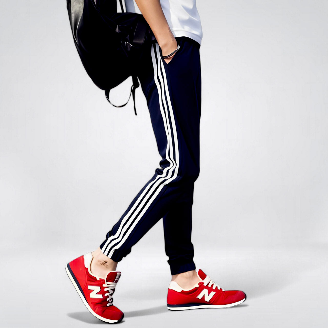 VAREN — Men's Athletic Track Pants with Stripe Detail