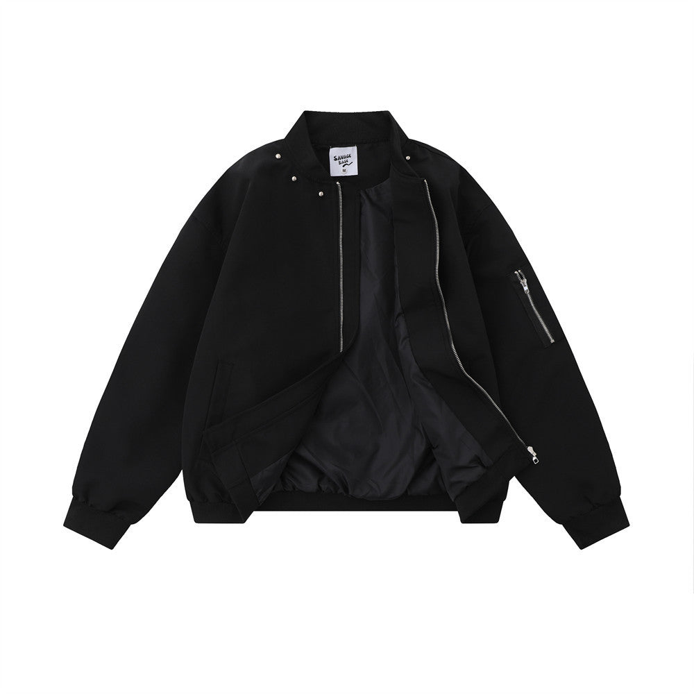 ZEVINN — Relaxed-Fit Varsity Jacket with Rivet Details
