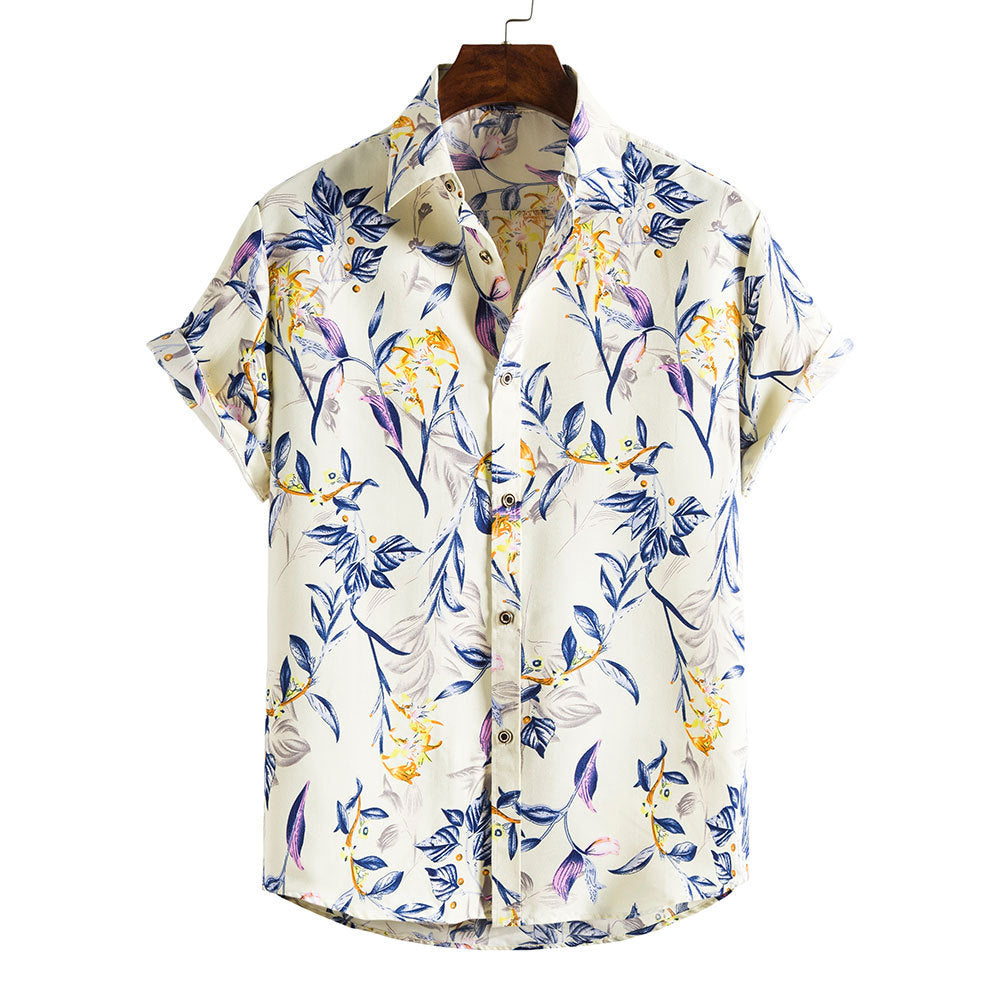 CALION — Men's Floral Vacation Shirt with Short Sleeves