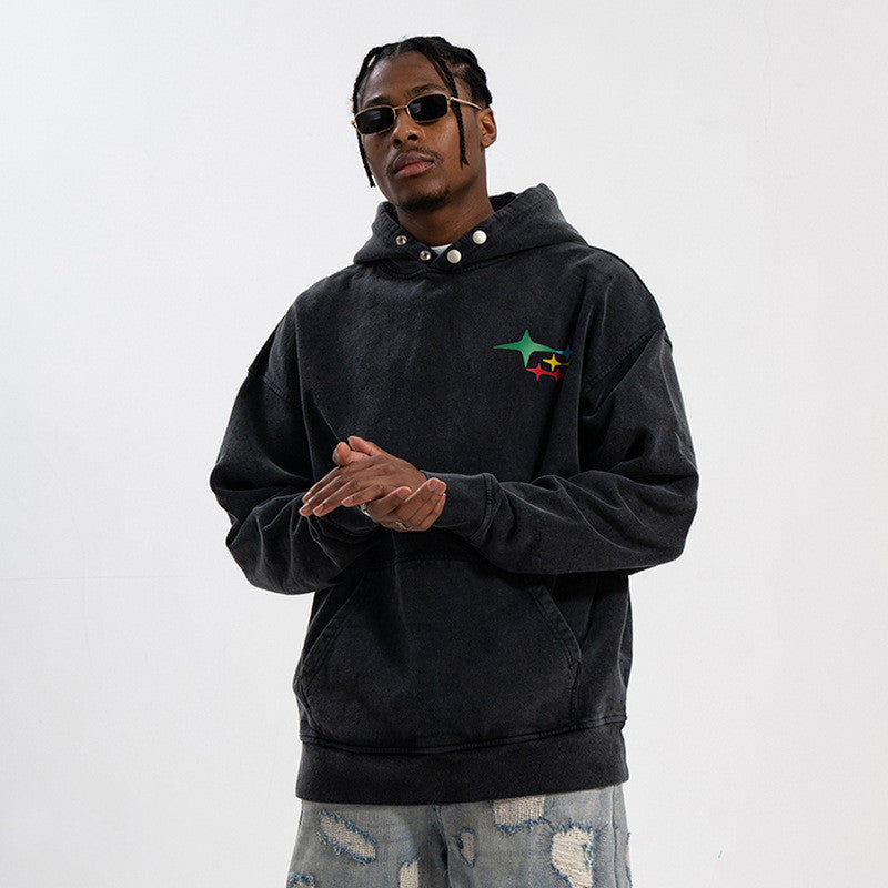 RENORA — Men's Vintage Washed Graphic Streetwear Hoodie