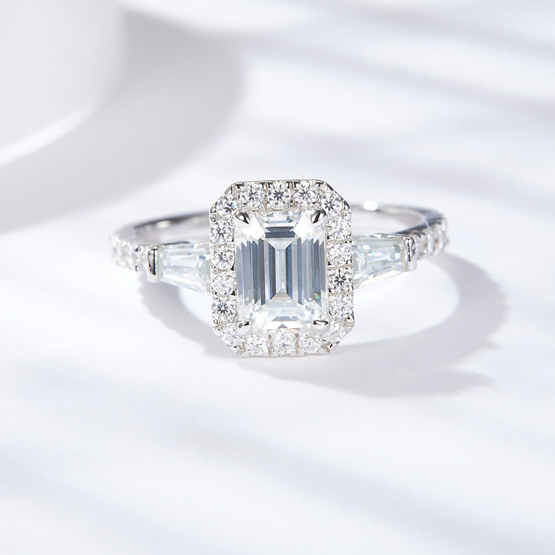 ZANORA — Emerald Cut Moissanite Ring in 925 Silver