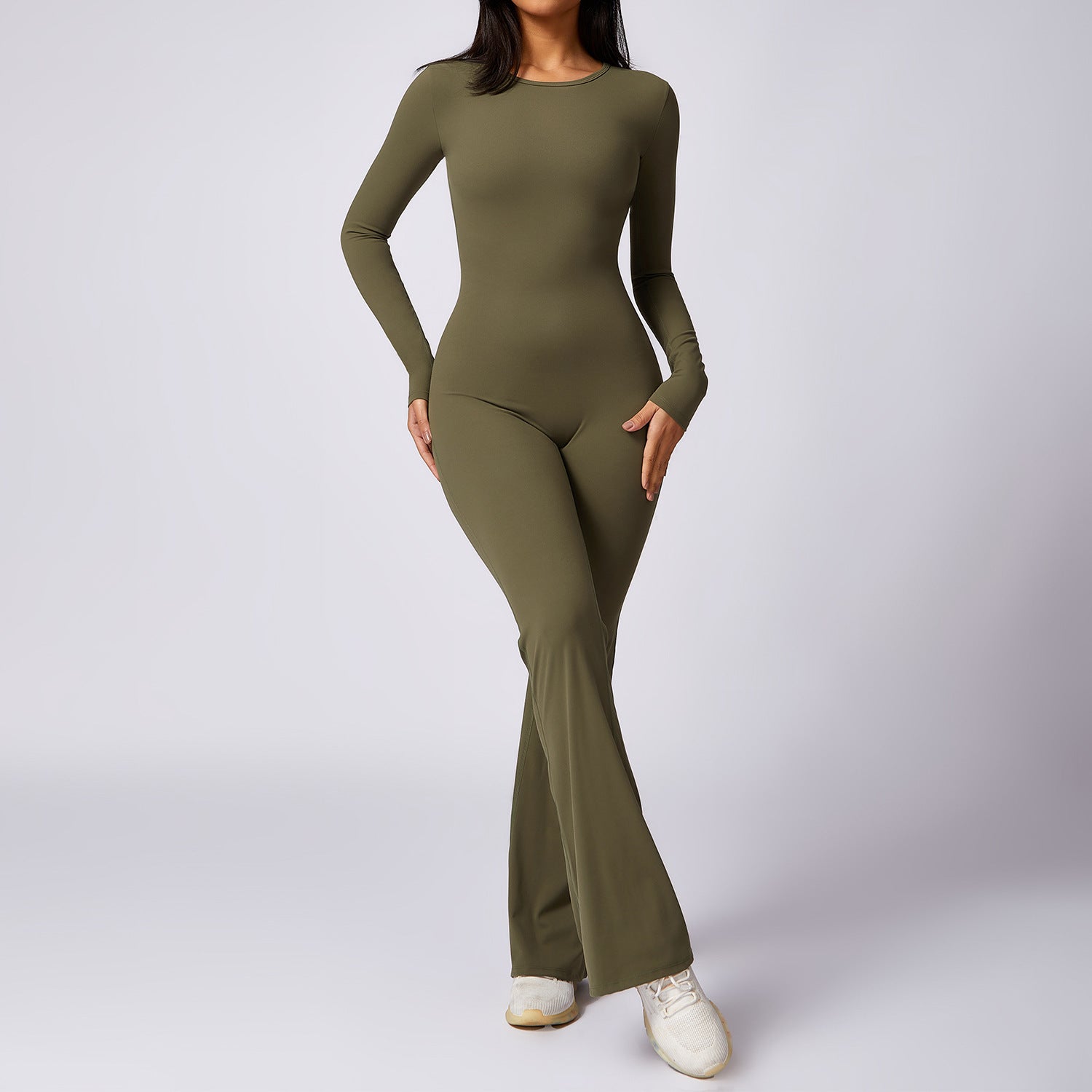 KAIA — Quick-Dry Long Sleeve Sculpting Jumpsuit with Sharp Detail
