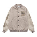 ELELL — Flame Embroidered Varsity Jacket with Contrast
