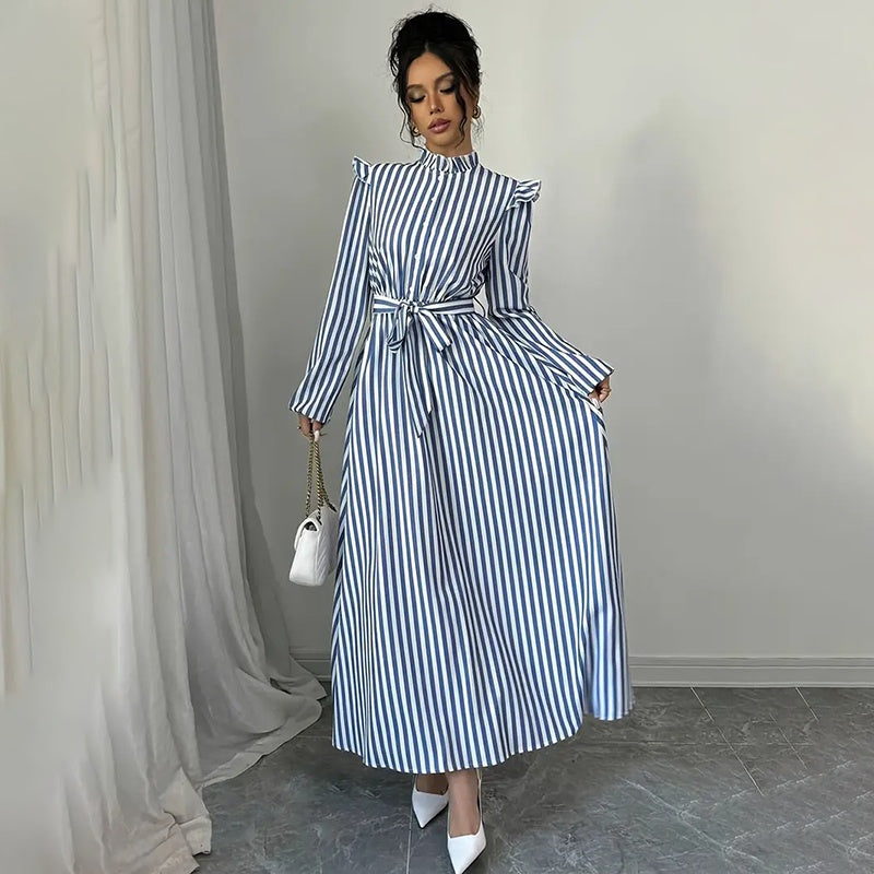 VANAN — Floral Maxi Dress with Soft Statement Drape