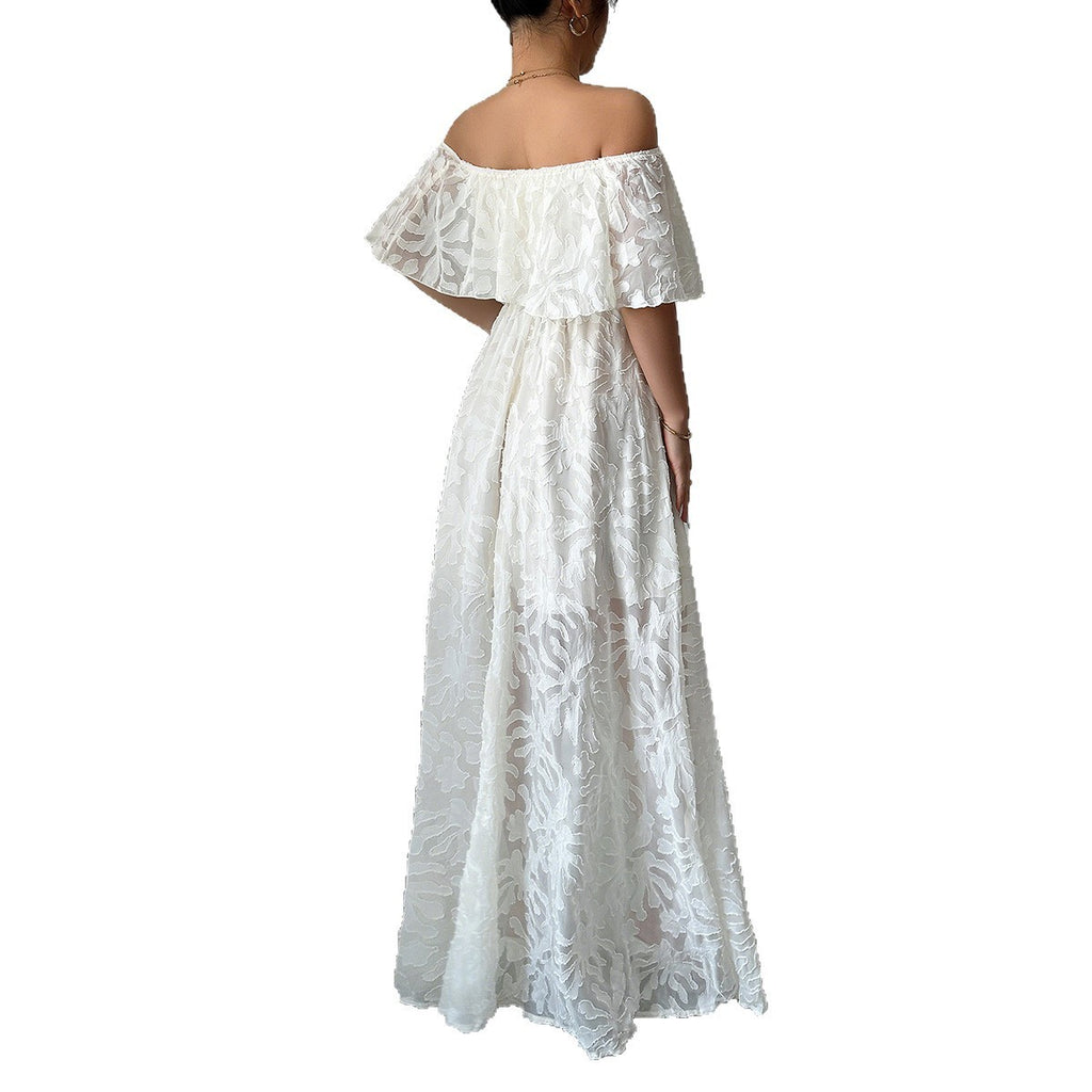 KORRIS — Off-Shoulder Lace Dress with Clean AURA Shape