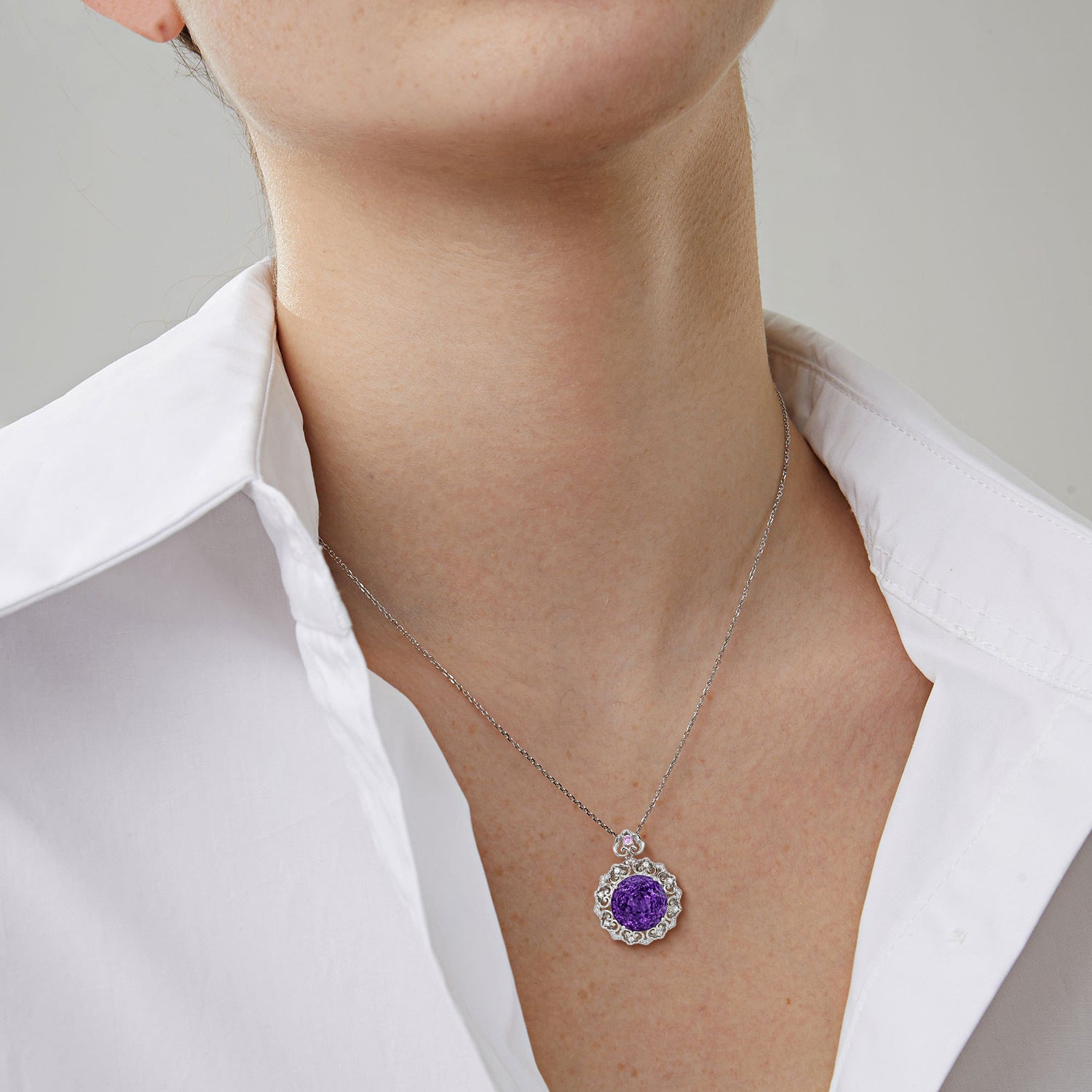 BRIXELL — Vintage Amethyst Pendant in 925 Silver with Sharp Detail