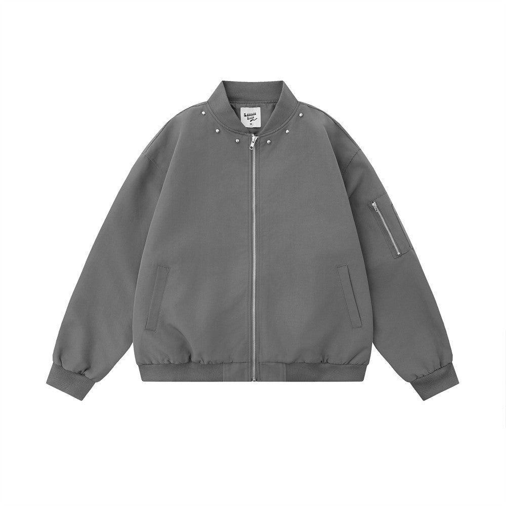 ZEVINN — Relaxed-Fit Varsity Jacket with Rivet Details