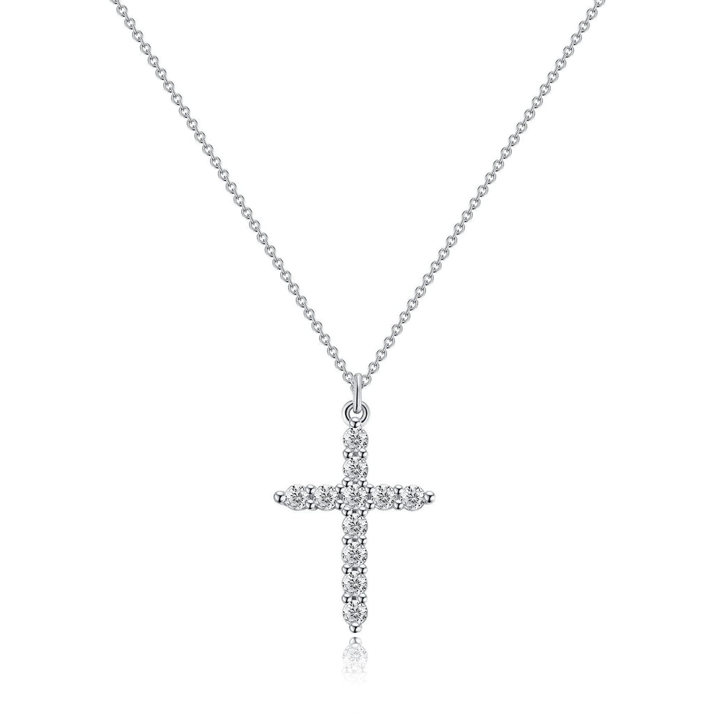 LYRRIS — Crystal Cross Pendant Necklace in Gold Tone