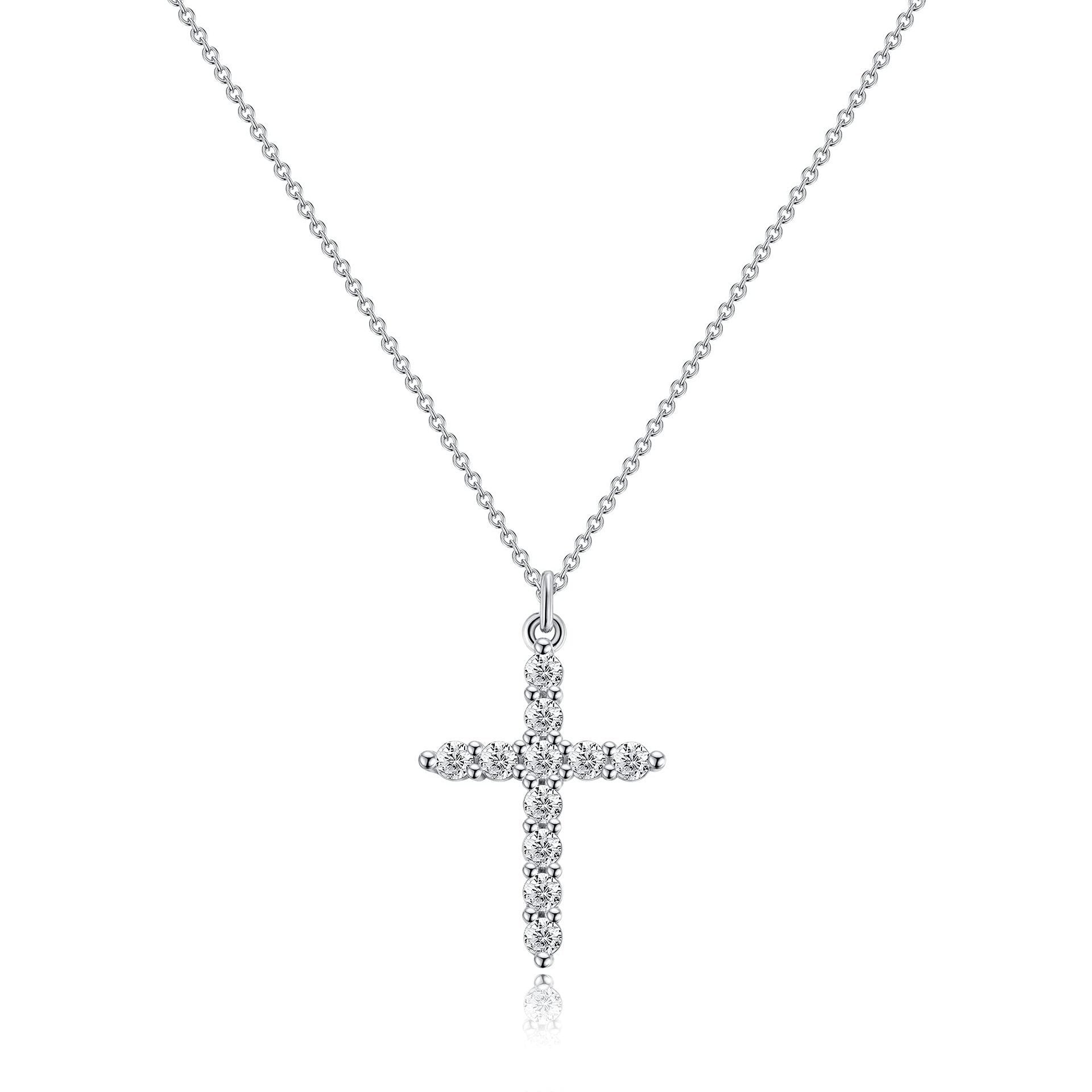 LYRRIS — Crystal Cross Pendant Necklace in Gold Tone