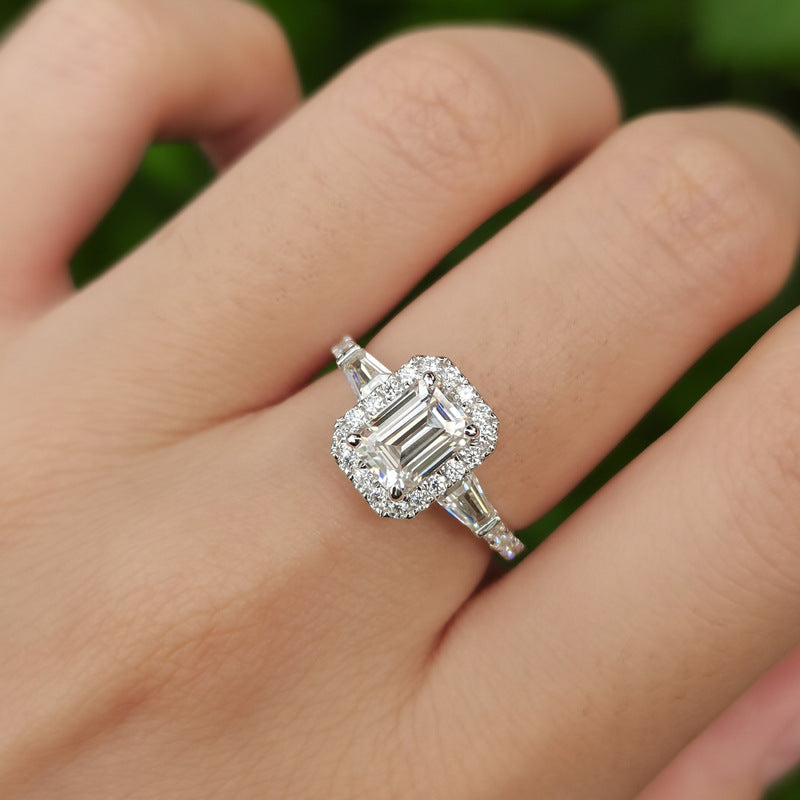 ZANORA — Emerald Cut Moissanite Ring in 925 Silver